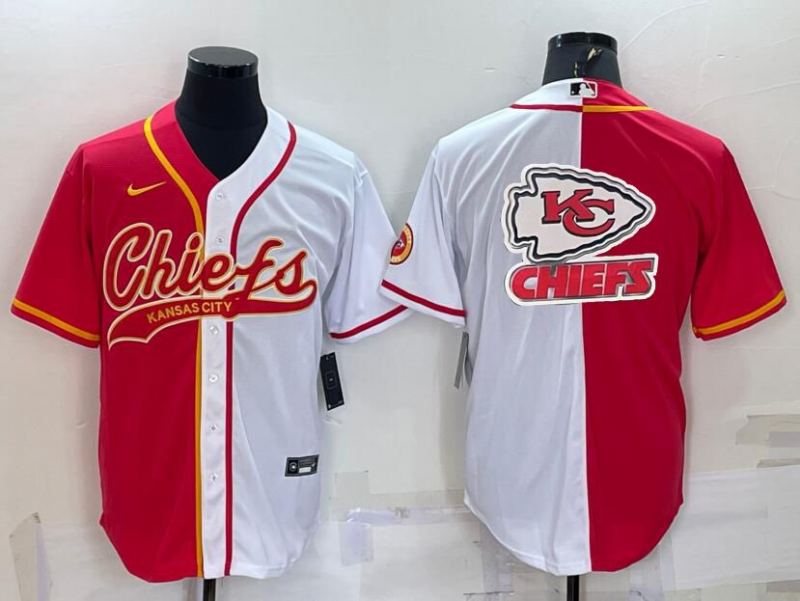 Men's Kansas City Chiefs Red/White Team Big Logo With Patch Cool Base Stitched Baseball Jersey Men's Kansas City Chiefs Red/White Team Big Logo With Patch Cool Base Stitched Baseball Jersey
